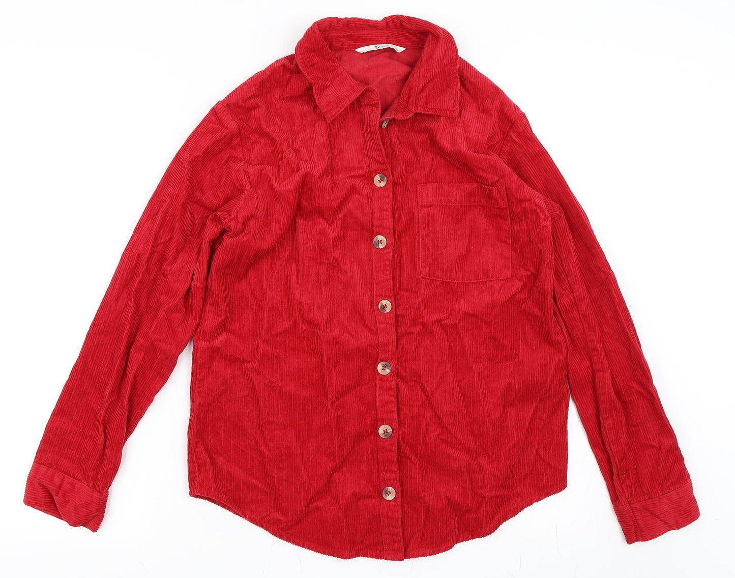 TU Womens Red   Basic Button-Up Size 8