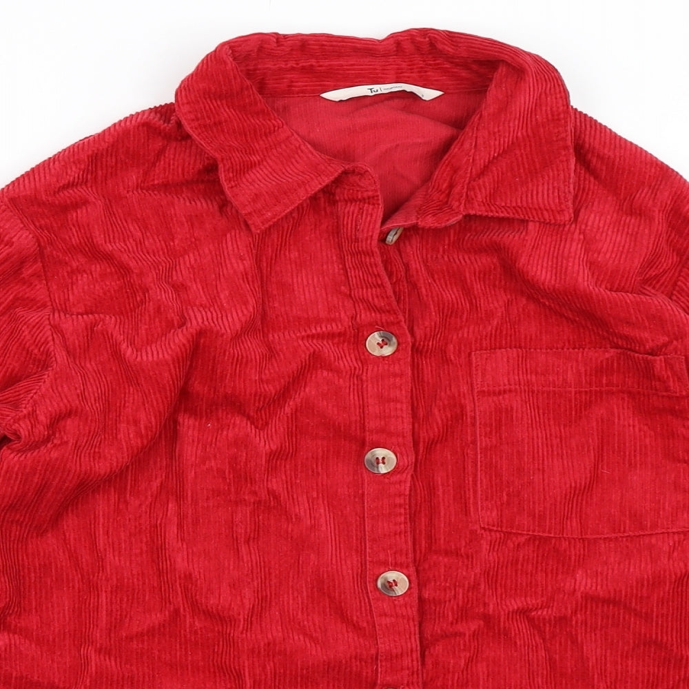 TU Womens Red   Basic Button-Up Size 8