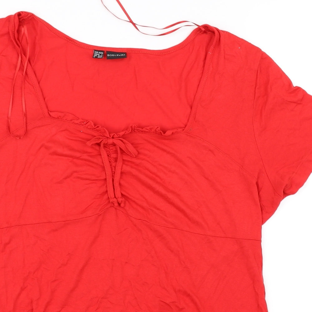 Womens UK Size L Body Flirt Red Basic Blouse