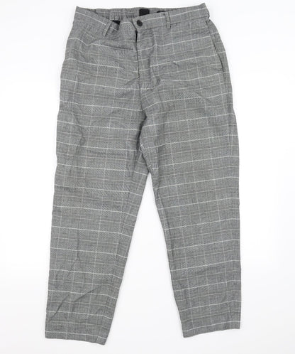 H&M Mens Grey Check  Trousers  Size L L26 in