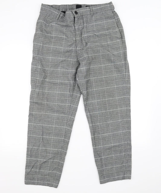 H&M Mens Grey Check  Trousers  Size L L26 in