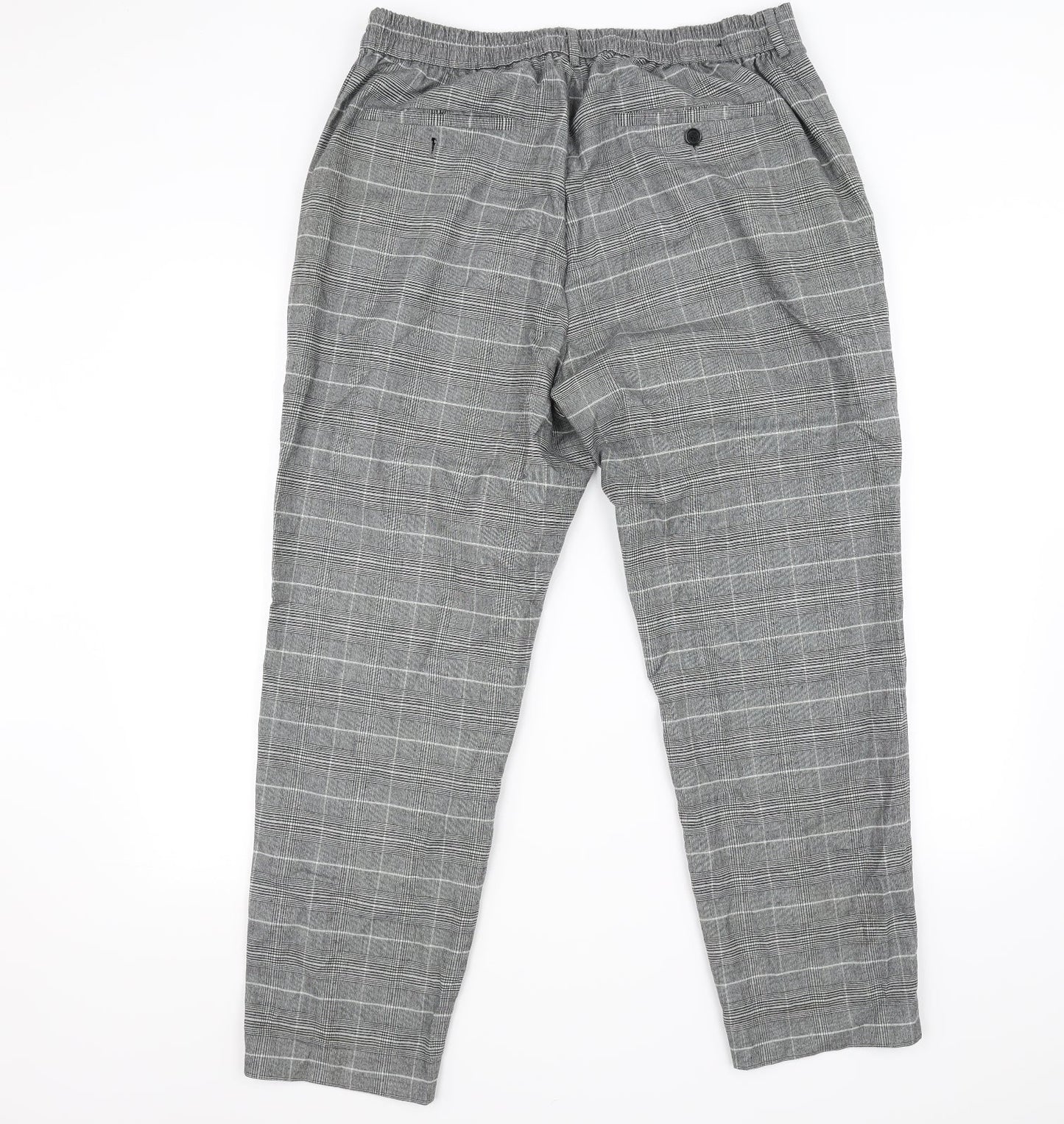 H&M Mens Grey Check  Trousers  Size L L26 in