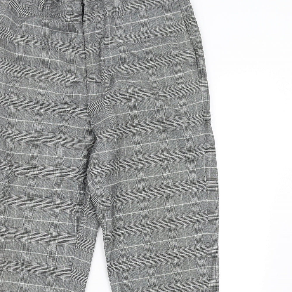 H&M Mens Grey Check  Trousers  Size L L26 in