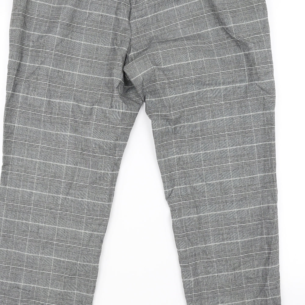 H&M Mens Grey Check  Trousers  Size L L26 in