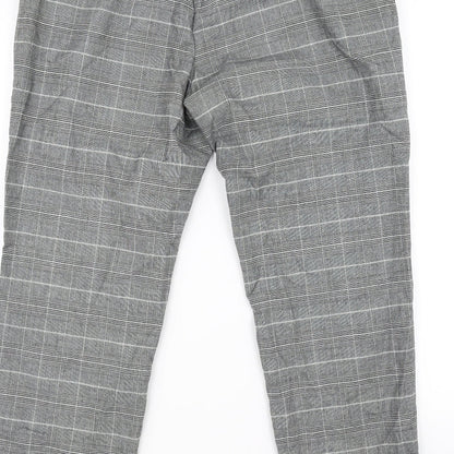 H&M Mens Grey Check  Trousers  Size L L26 in
