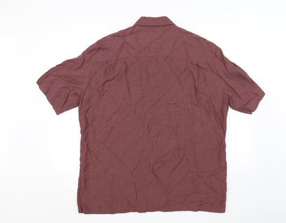 Mens UK Size L Marks and Spencer Red  Button-Up Short Sleeve Casual Shirt