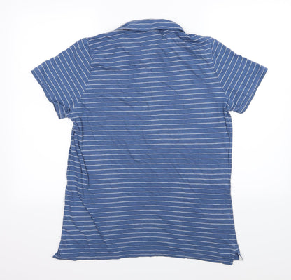 Livergy Mens Blue Striped Jersey  Polo Size M