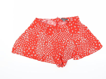 Primark Womens Red Floral  Cut-Off Shorts Size 16