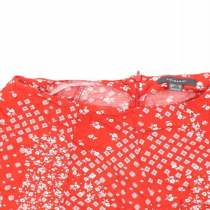 Primark Womens Red Floral  Cut-Off Shorts Size 16