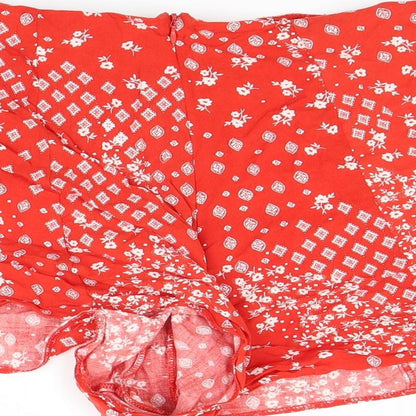 Primark Womens Red Floral  Cut-Off Shorts Size 16