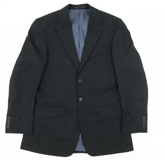 George Mens Blue Striped  Jacket Suit Jacket Size S