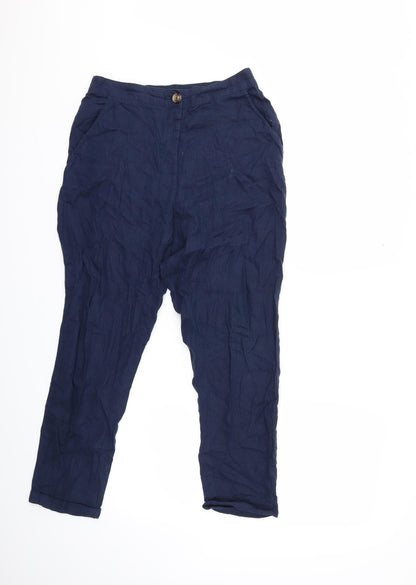 Womens UK Size 8 Peacocks Regular Fit  Blue Trousers