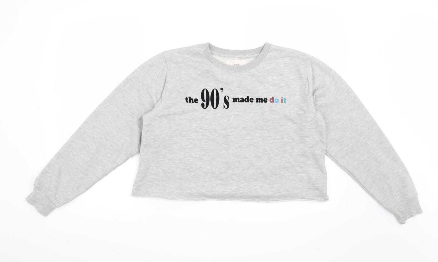 Stradivarius Womens Grey   Henley Sweatshirt Size S  - The 90's made me do it