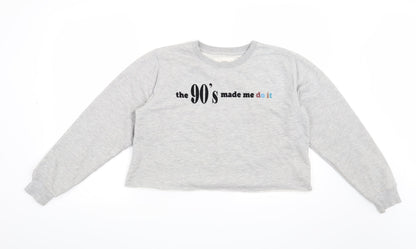 Stradivarius Womens Grey   Henley Sweatshirt Size S  - The 90's made me do it