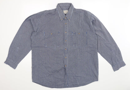 Mens UK Size L Trader Blue  Button-Up Long Sleeve Casual Shirt