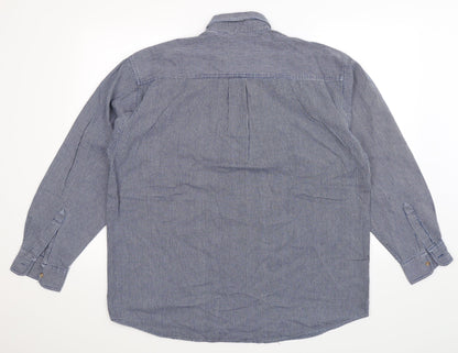 Mens UK Size L Trader Blue  Button-Up Long Sleeve Casual Shirt