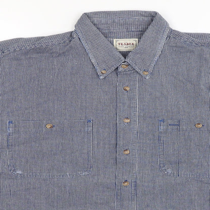 Mens UK Size L Trader Blue  Button-Up Long Sleeve Casual Shirt