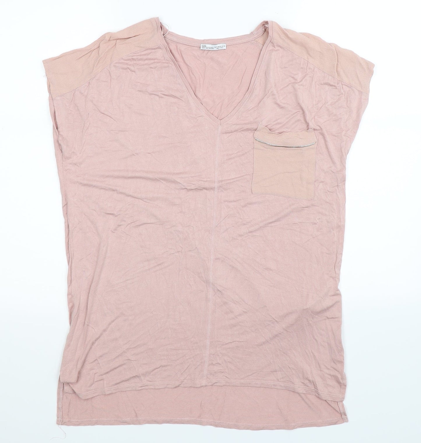 Womens UK Size M Zara Pink Basic Tank