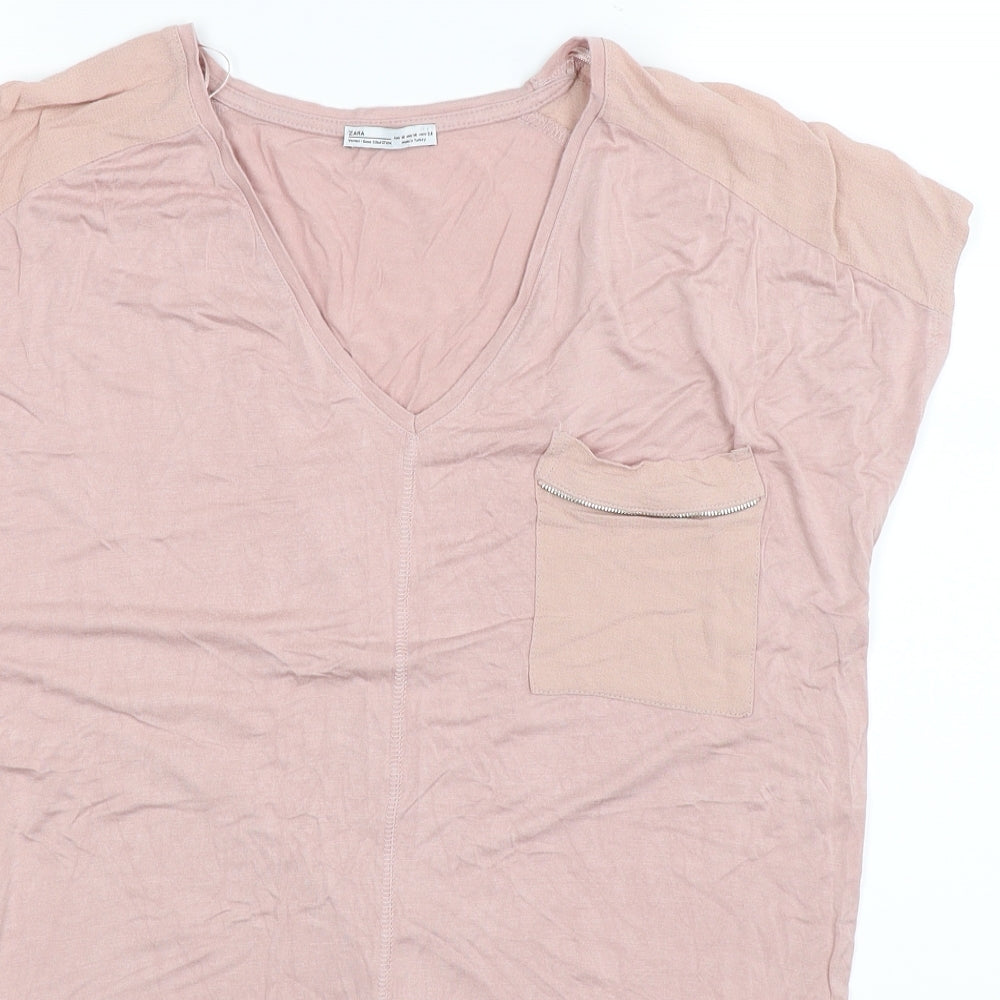 Womens UK Size M Zara Pink Basic Tank