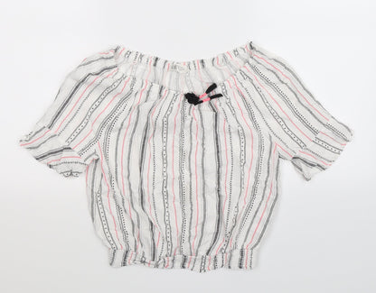 H&M Girls White Striped  Basic Blouse Size 14 Years