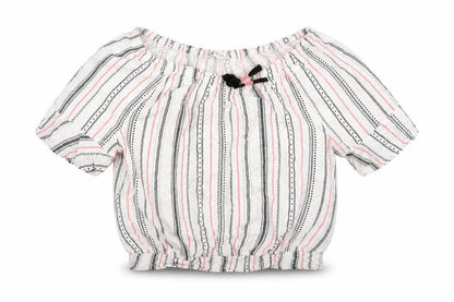 H&M Girls White Striped  Basic Blouse Size 14 Years
