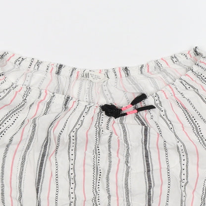 H&M Girls White Striped  Basic Blouse Size 14 Years