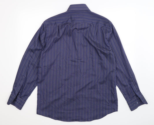 Marks and Spencer Mens Blue Striped   Dress Shirt Size 15.5