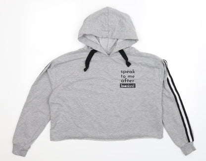Love Island Womens Grey Striped  Pullover Hoodie Size 12