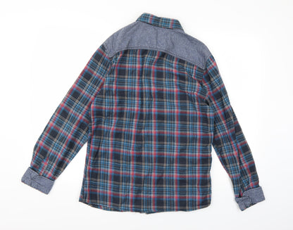 F&F Mens Blue Check   Button-Up Size S