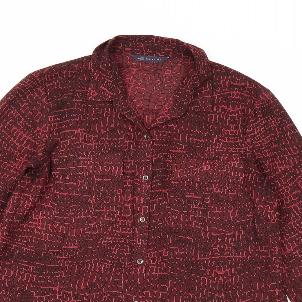 Garfield & Marks Womens Red Animal Print  Basic Blouse Size 8