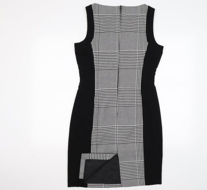 H&M Womens Black Check Knit Shift  Size M