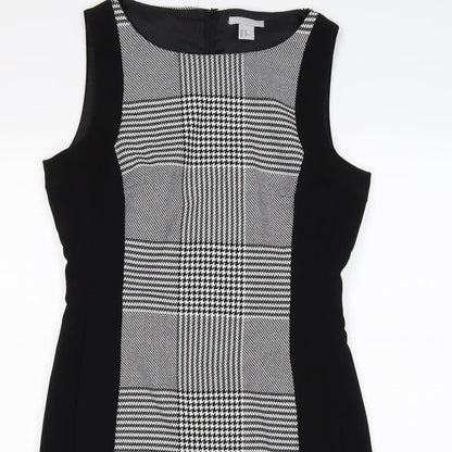 H&M Womens Black Check Knit Shift  Size M