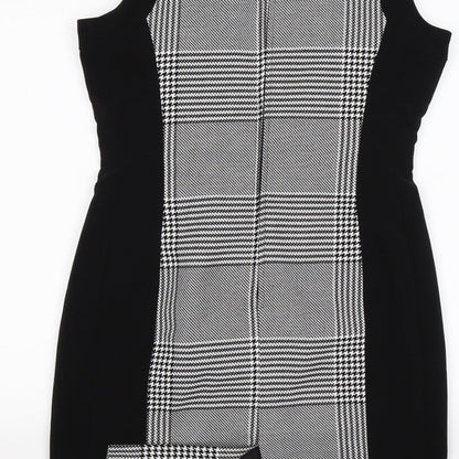 H&M Womens Black Check Knit Shift  Size M