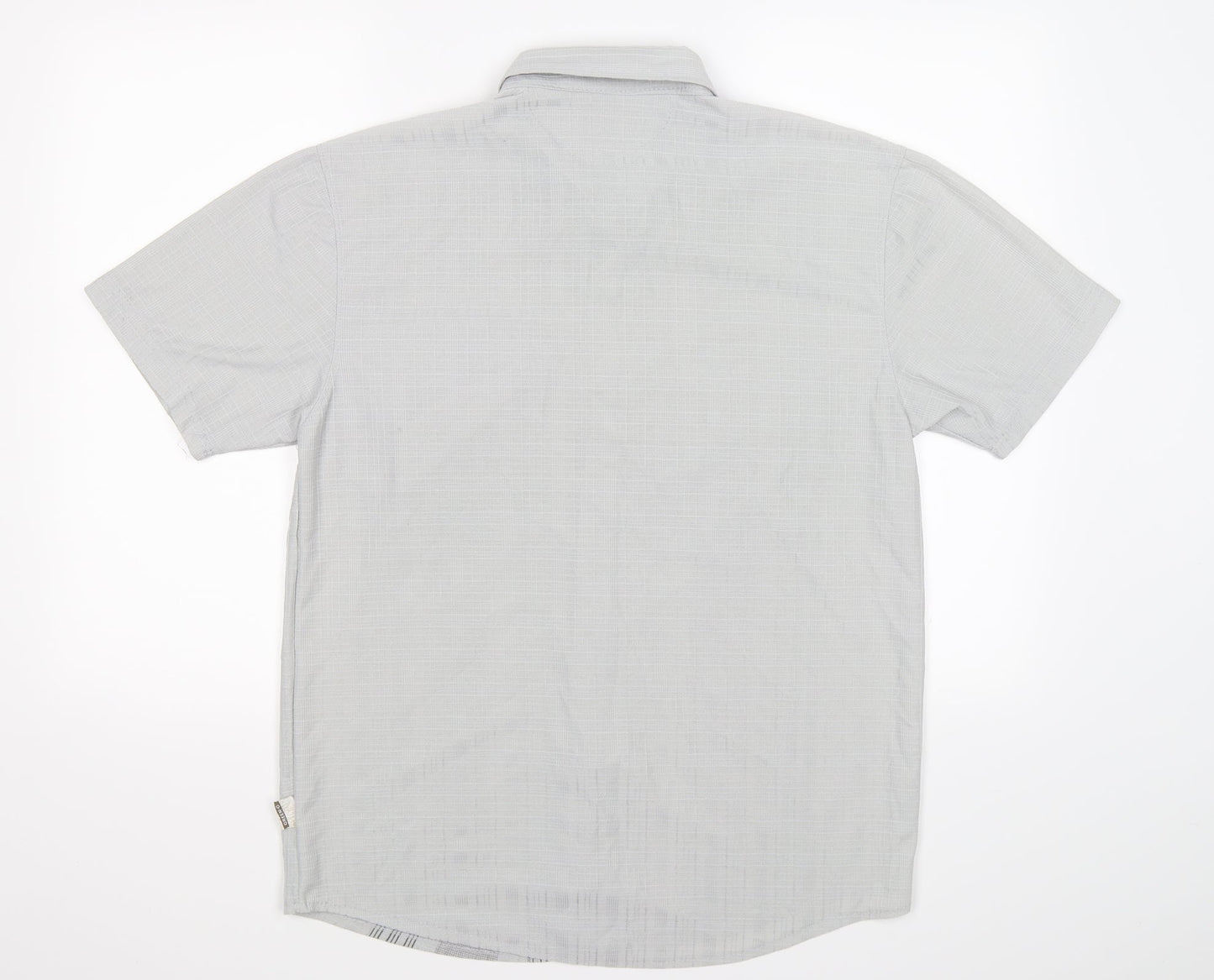 Mens UK Size L GREEN-g Grey  Button-Up Short Sleeve Casual Shirt