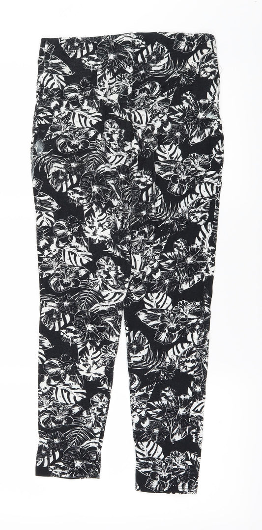 George Womens Black Floral  Trousers  Size 12 L22 in