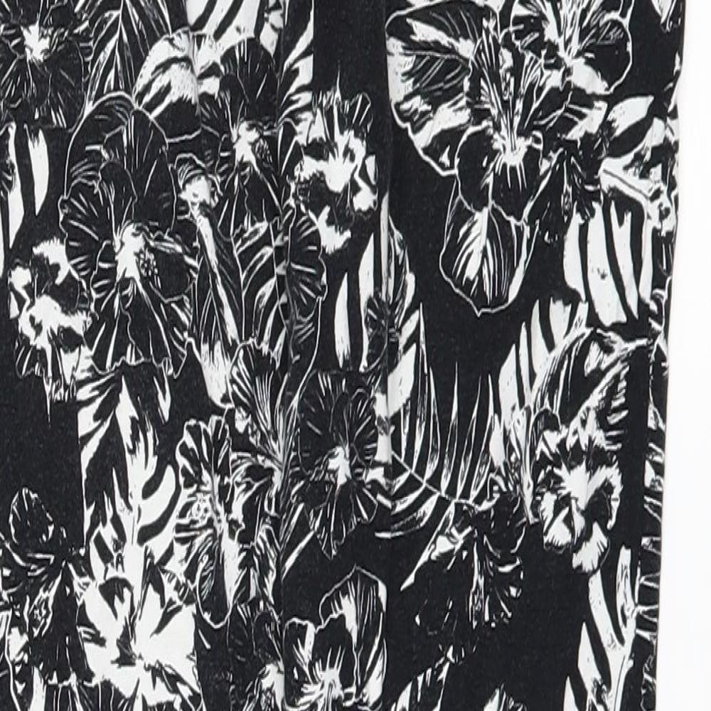 George Womens Black Floral  Trousers  Size 12 L22 in