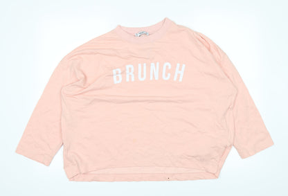 Womens UK Size S Mango Pink Basic T-Shirt