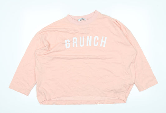 Womens UK Size S Mango Pink Basic T-Shirt