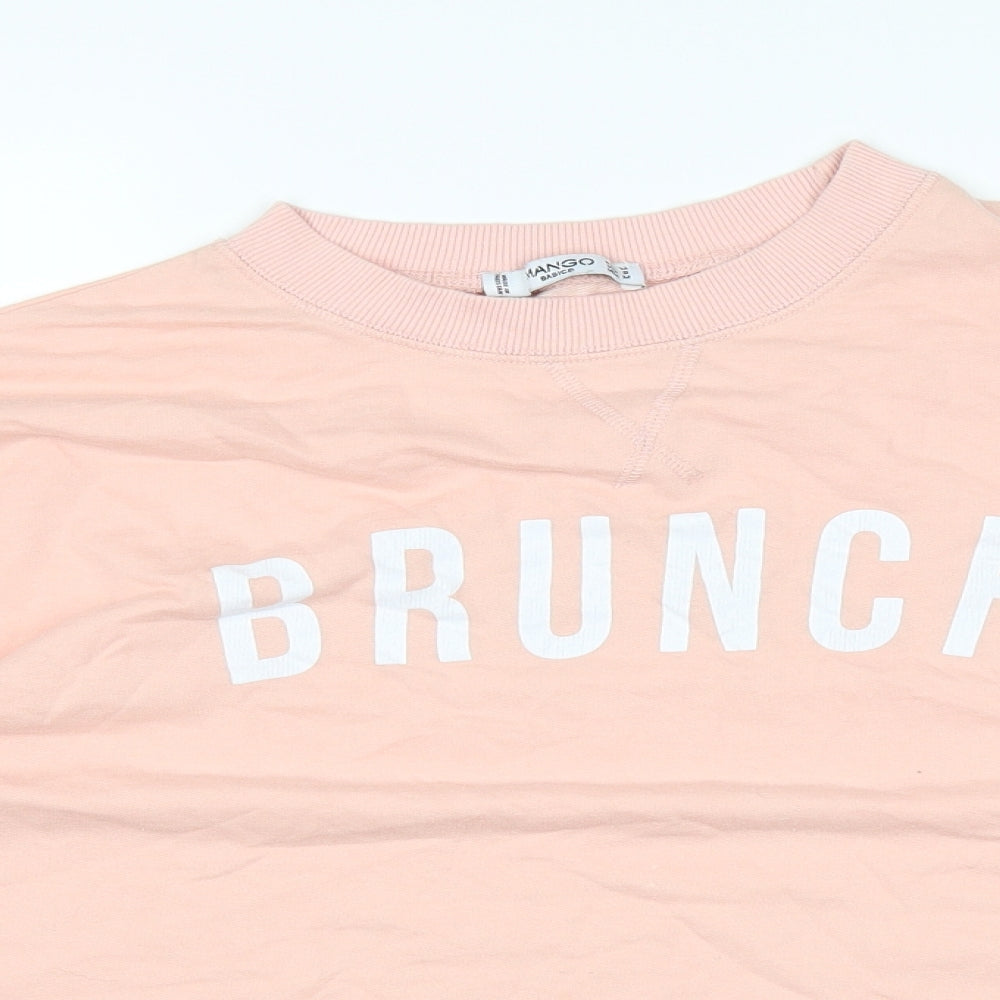 Womens UK Size S Mango Pink Basic T-Shirt