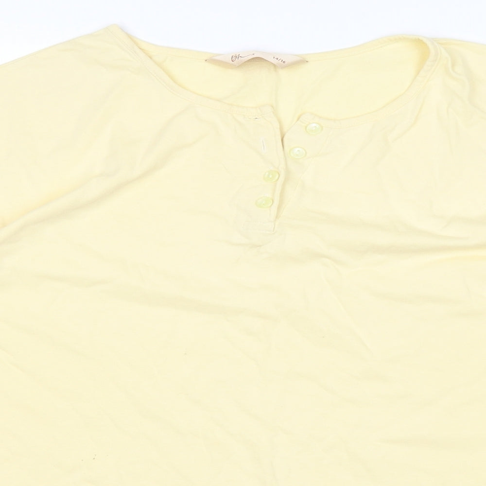 Womens UK Size 14 BHS Yellow Basic T-Shirt