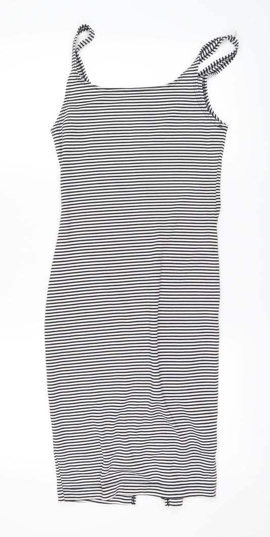 Zara Womens White Striped  Pencil Dress  Size S