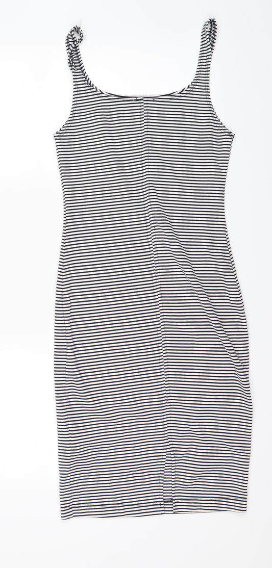 Zara Womens White Striped  Pencil Dress  Size S