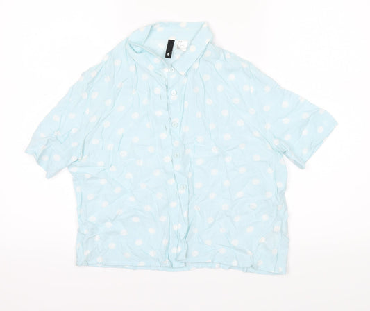 Divided by H&M Womens Blue Polka Dot  Basic Button-Up Size 6