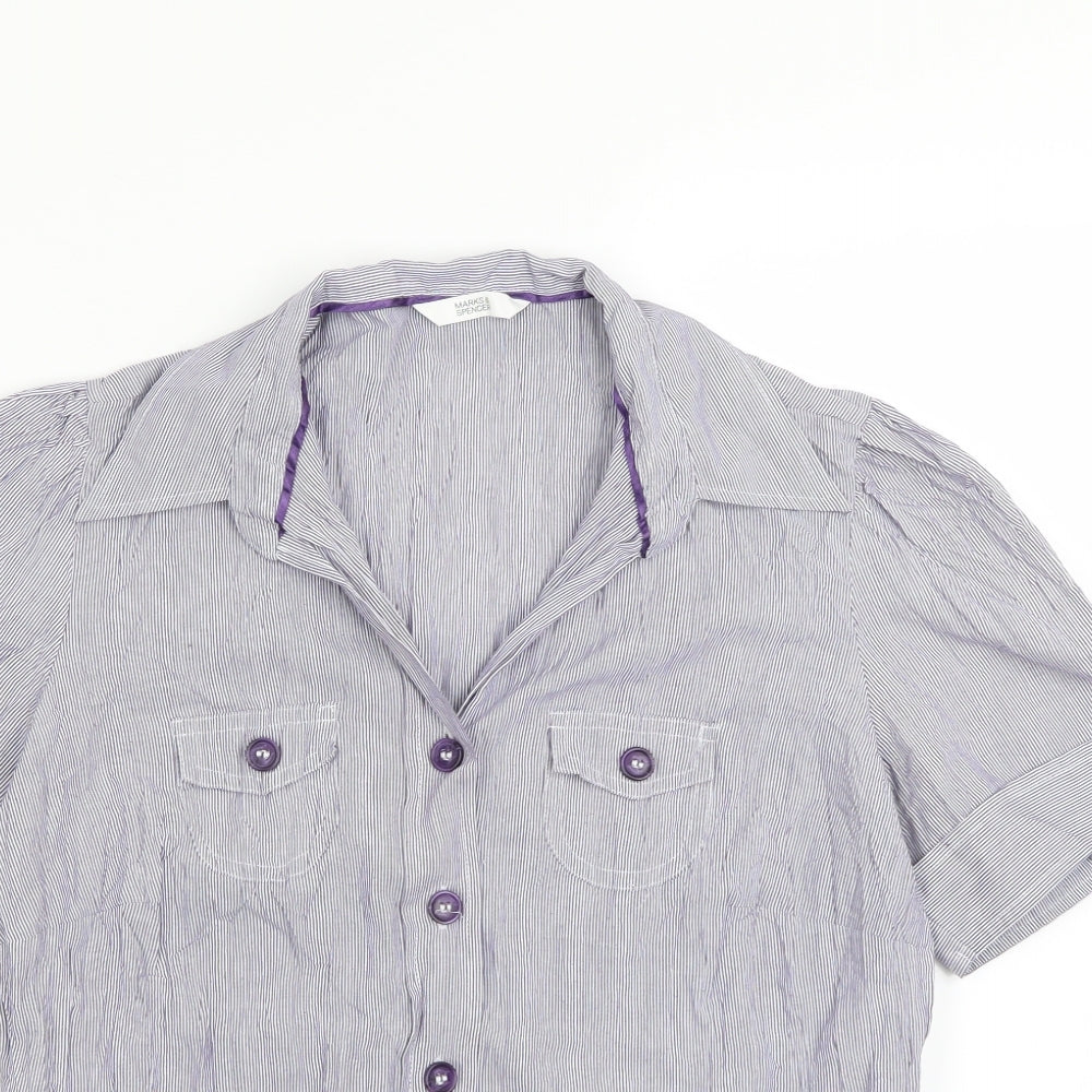 M&S  Womens Blue Check  Basic Button-Up Size 12