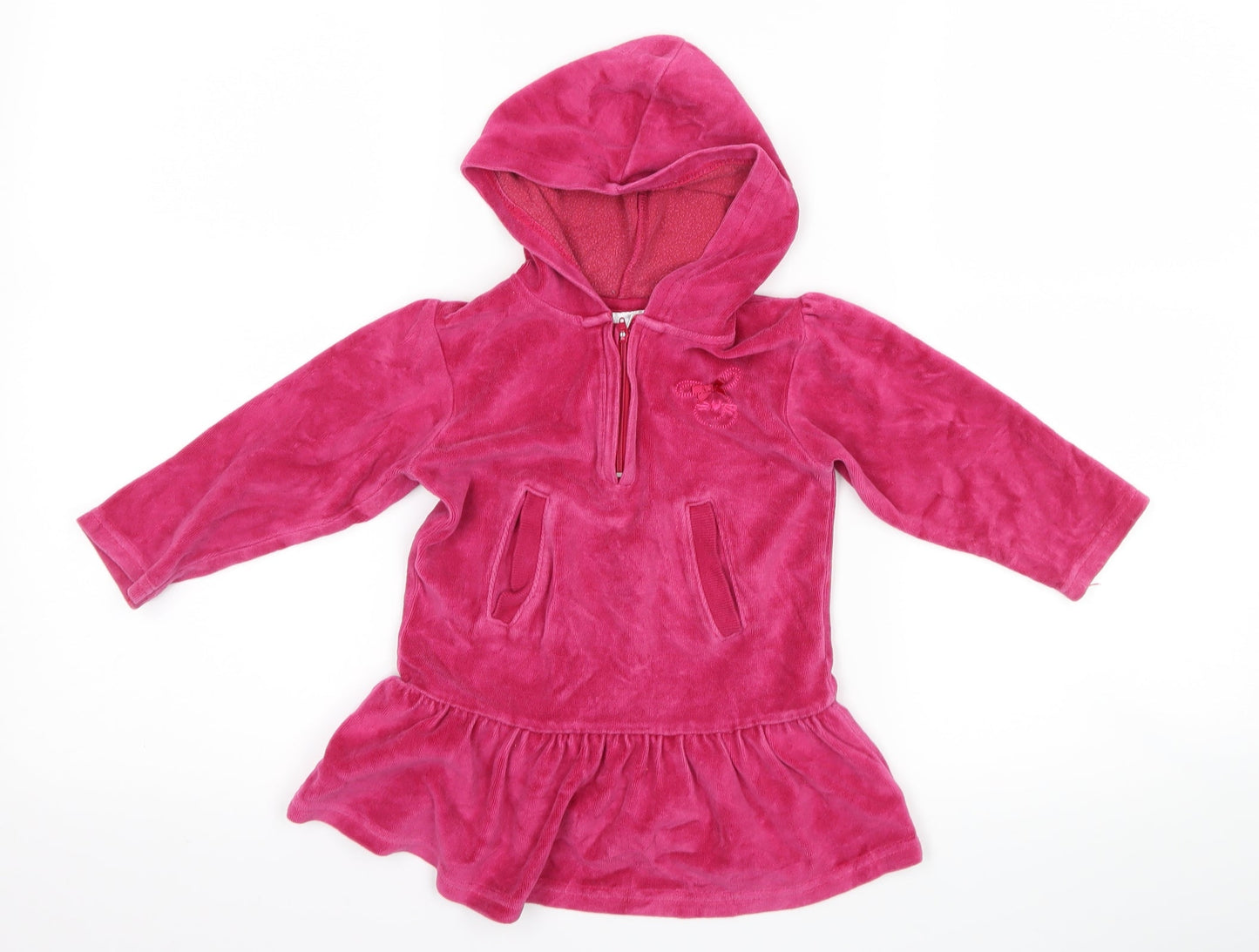 OKAY Girls Pink  Velour Jumper Dress  Size 12 Months