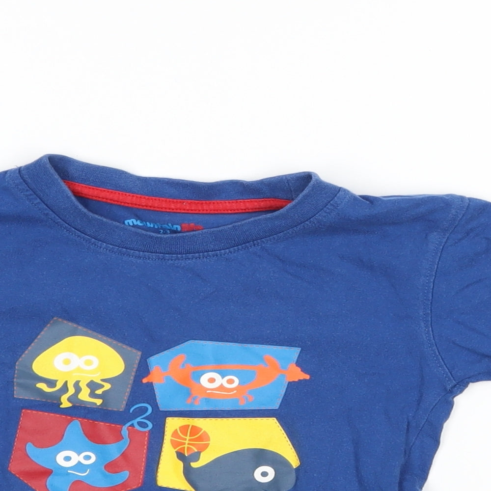 Mountain Life Boys Blue   Basic T-Shirt Size 2-3 Years  - sea life