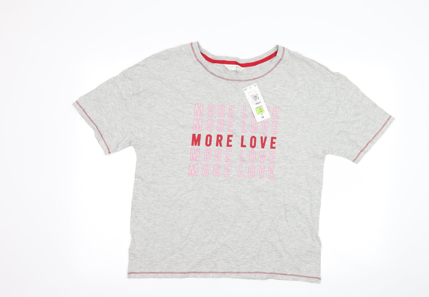 Marks and Spencer Womens Grey   Top Pyjama Top Size 12  - slogan