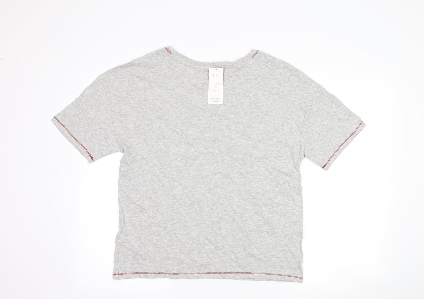 Marks and Spencer Womens Grey   Top Pyjama Top Size 12  - slogan