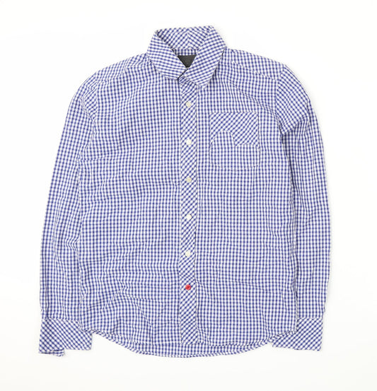 Mens UK Size S Preworn Blue  Button-Up Long Sleeve Casual Shirt