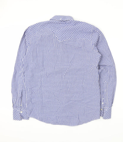 Mens UK Size S Preworn Blue  Button-Up Long Sleeve Casual Shirt